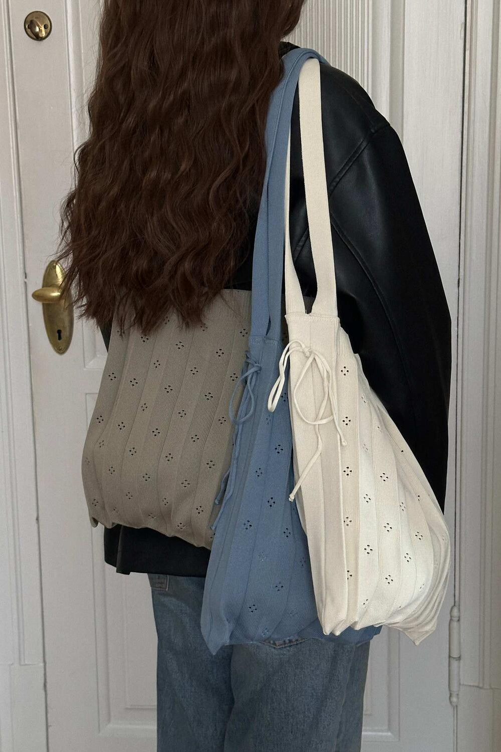 Fleur strikket taske - Vintage Blue